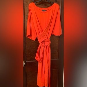 Orange wrap dress